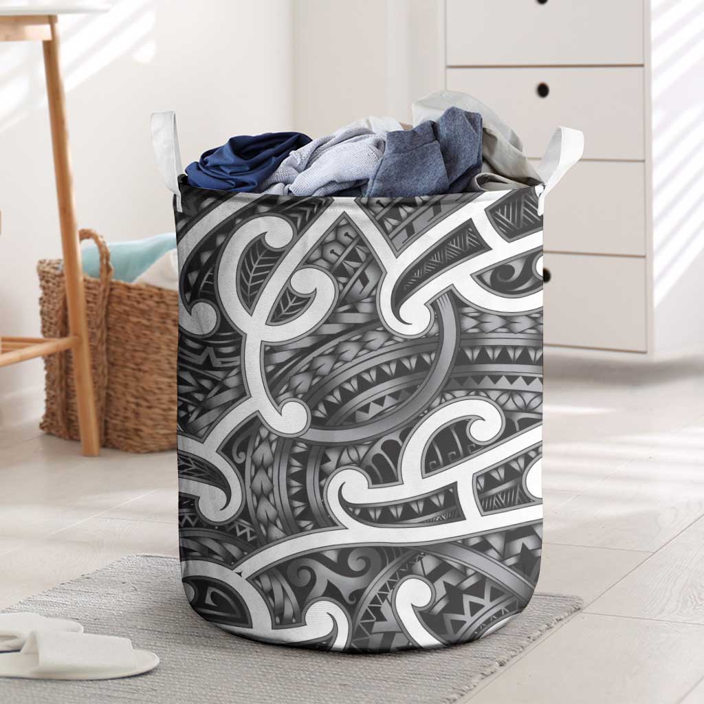 Aotearoa Maori Kowhaiwhai Laundry Basket Kiwikiwi Puhoro and Patiki