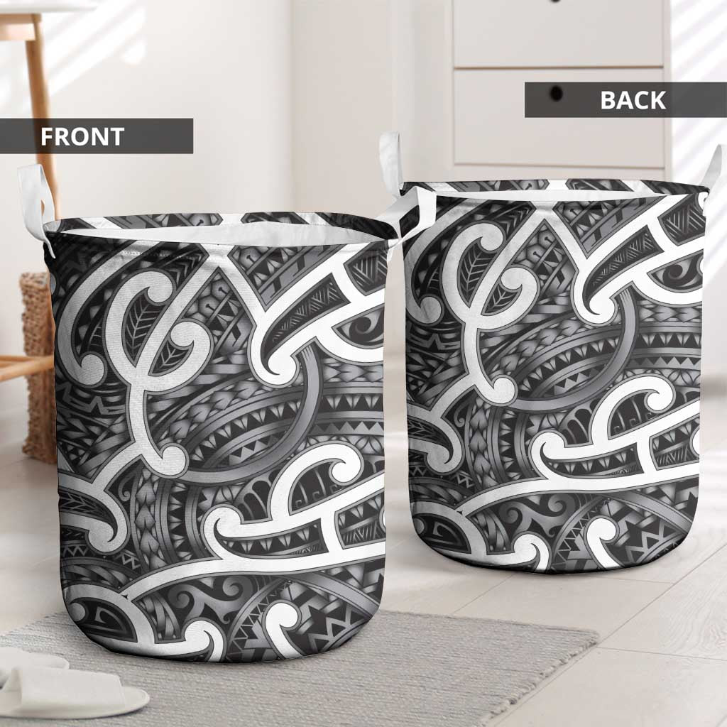 Aotearoa Maori Kowhaiwhai Laundry Basket Kiwikiwi Puhoro and Patiki