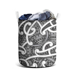 Aotearoa Maori Kowhaiwhai Laundry Basket Kiwikiwi Puhoro and Patiki