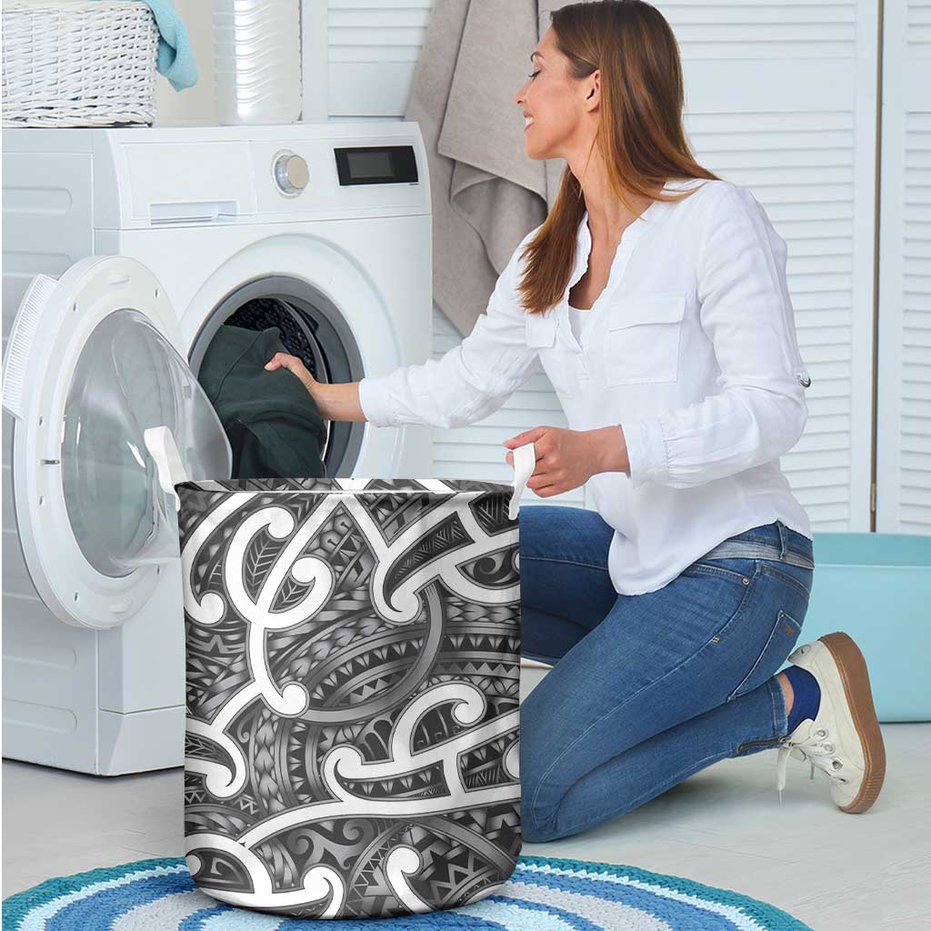Aotearoa Maori Kowhaiwhai Laundry Basket Kiwikiwi Puhoro and Patiki