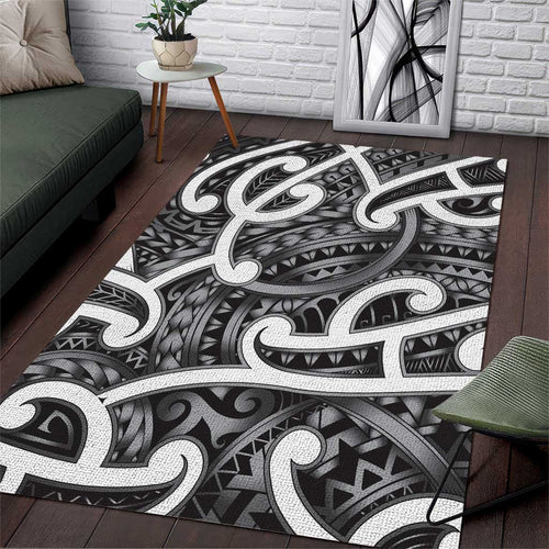 Aotearoa Maori Kowhaiwhai Area Rug Kiwikiwi Puhoro and Patiki