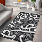 Aotearoa Maori Kowhaiwhai Area Rug Kiwikiwi Puhoro and Patiki