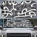 Aotearoa Maori Kowhaiwhai Auto Sun Shade Kiwikiwi Puhoro and Patiki