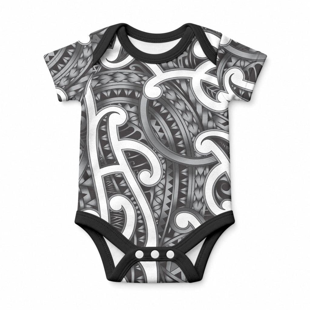 Aotearoa Maori Kowhaiwhai Baby Onesie Kiwikiwi Puhoro and Patiki