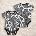 Aotearoa Maori Kowhaiwhai Baby Onesie Kiwikiwi Puhoro and Patiki