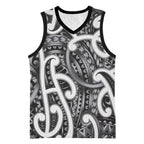 Aotearoa Maori Kowhaiwhai Basketball Jersey Kiwikiwi Puhoro and Patiki