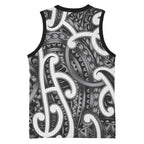 Aotearoa Maori Kowhaiwhai Basketball Jersey Kiwikiwi Puhoro and Patiki