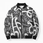 Aotearoa Maori Kowhaiwhai Bomber Puffer Jacket Kiwikiwi Puhoro and Patiki