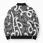 Aotearoa Maori Kowhaiwhai Bomber Puffer Jacket Kiwikiwi Puhoro and Patiki