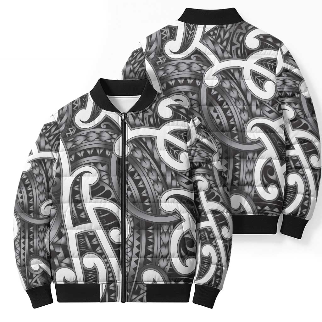 Aotearoa Maori Kowhaiwhai Bomber Puffer Jacket Kiwikiwi Puhoro and Patiki