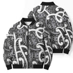 Aotearoa Maori Kowhaiwhai Bomber Puffer Jacket Kiwikiwi Puhoro and Patiki
