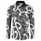 Aotearoa Maori Kowhaiwhai Button Sweatshirt Kiwikiwi Puhoro and Patiki