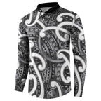 Aotearoa Maori Kowhaiwhai Button Sweatshirt Kiwikiwi Puhoro and Patiki