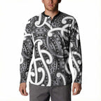 Aotearoa Maori Kowhaiwhai Button Sweatshirt Kiwikiwi Puhoro and Patiki