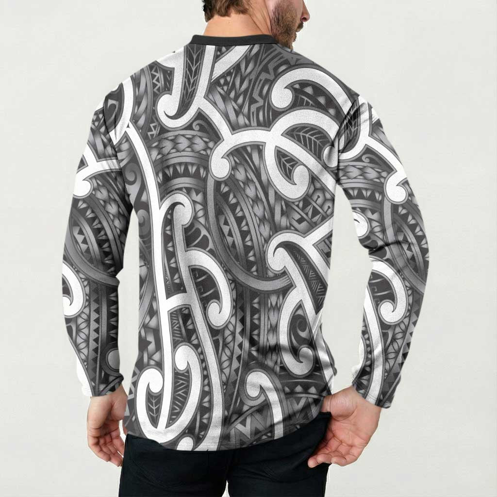 Aotearoa Maori Kowhaiwhai Button Sweatshirt Kiwikiwi Puhoro and Patiki