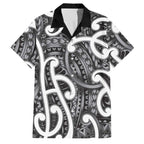 Aotearoa Maori Kowhaiwhai Family Matching Puletasi and Hawaiian Shirt Kiwikiwi Puhoro and Patiki