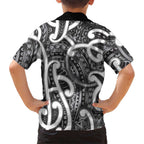 Aotearoa Maori Kowhaiwhai Family Matching Short Sleeve Bodycon Dress and Hawaiian Shirt Kiwikiwi Puhoro and Patiki