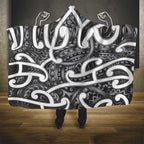Aotearoa Maori Kowhaiwhai Hooded Blanket Kiwikiwi Puhoro and Patiki