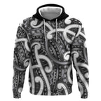 Aotearoa Maori Kowhaiwhai Hoodie Kiwikiwi Puhoro and Patiki