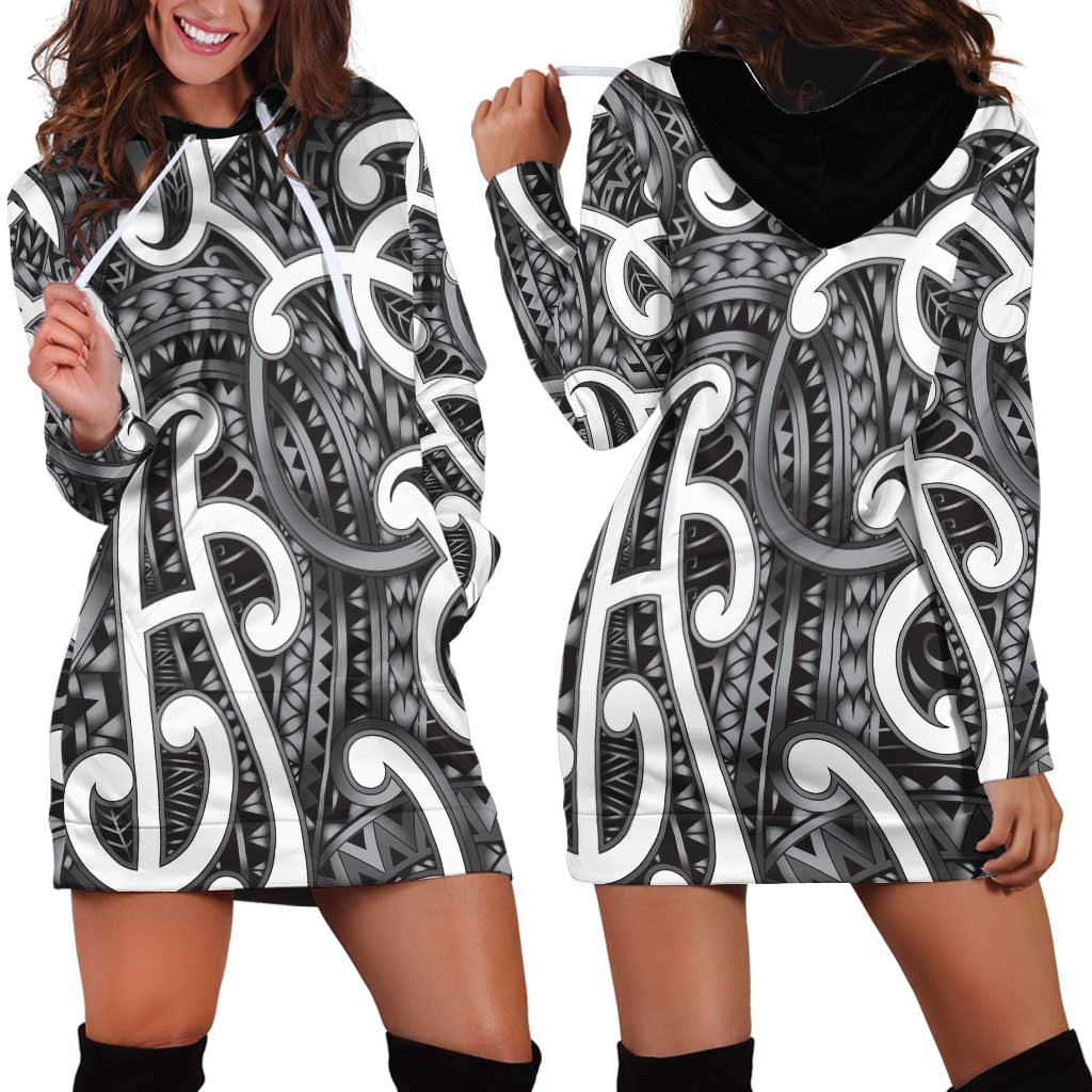 Aotearoa Maori Kowhaiwhai Hoodie Dress Kiwikiwi Puhoro and Patiki