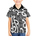 Aotearoa Maori Kowhaiwhai Kid Hawaiian Shirt Kiwikiwi Puhoro and Patiki