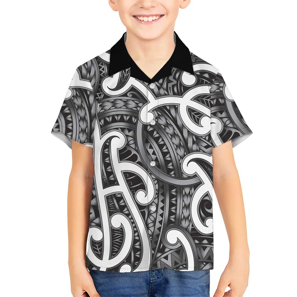 Aotearoa Maori Kowhaiwhai Kid Hawaiian Shirt Kiwikiwi Puhoro and Patiki