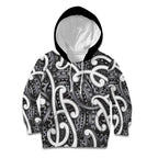 Aotearoa Maori Kowhaiwhai Kid Hoodie Kiwikiwi Puhoro and Patiki