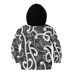 Aotearoa Maori Kowhaiwhai Kid Hoodie Kiwikiwi Puhoro and Patiki