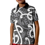 Aotearoa Maori Kowhaiwhai Kid Polo Shirt Kiwikiwi Puhoro and Patiki