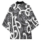 Aotearoa Maori Kowhaiwhai Kimono Kiwikiwi Puhoro and Patiki