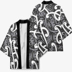 Aotearoa Maori Kowhaiwhai Kimono Kiwikiwi Puhoro and Patiki