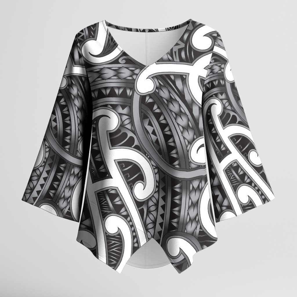 Aotearoa Maori Kowhaiwhai Kimono Sleeve Blouse Kiwikiwi Puhoro and Patiki