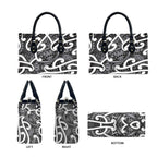 Aotearoa Maori Kowhaiwhai Leather Bag Kiwikiwi Puhoro and Patiki