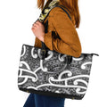 Aotearoa Maori Kowhaiwhai Leather Tote Bag Kiwikiwi Puhoro and Patiki