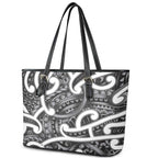 Aotearoa Maori Kowhaiwhai Leather Tote Bag Kiwikiwi Puhoro and Patiki