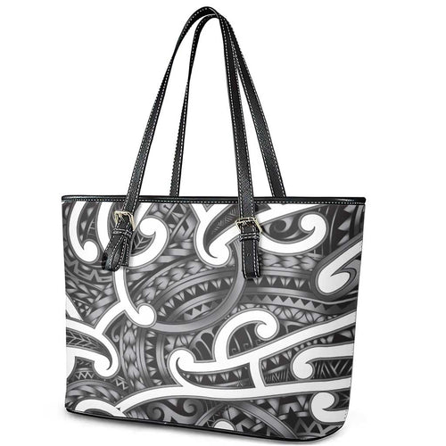 Aotearoa Maori Kowhaiwhai Leather Tote Bag Kiwikiwi Puhoro and Patiki