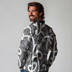 Aotearoa Maori Kowhaiwhai Long Sleeve Polo Shirt Kiwikiwi Puhoro and Patiki