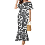 Aotearoa Maori Kowhaiwhai Mermaid Dress Kiwikiwi Puhoro and Patiki