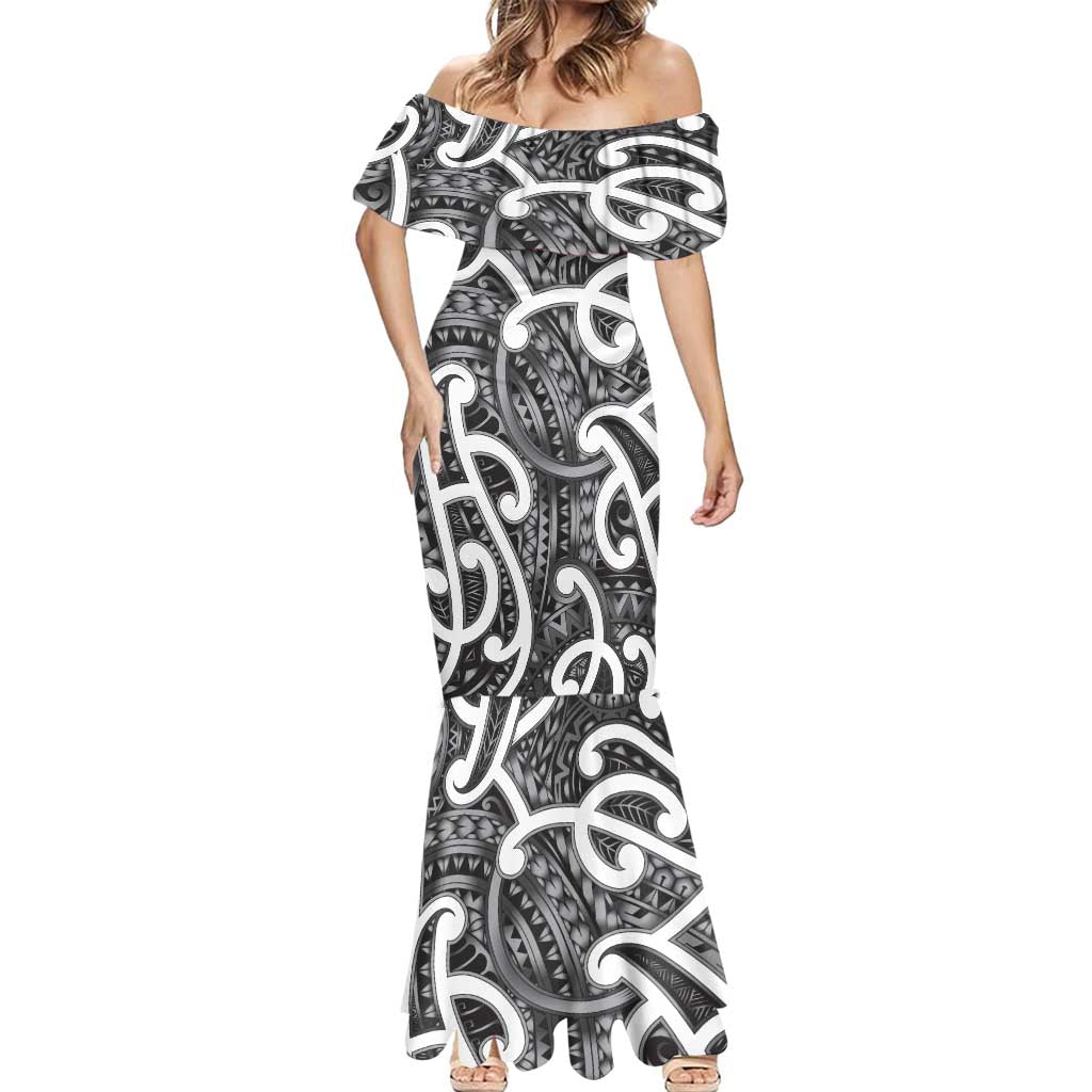 Aotearoa Maori Kowhaiwhai Mermaid Dress Kiwikiwi Puhoro and Patiki