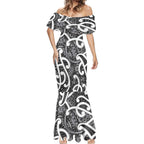 Aotearoa Maori Kowhaiwhai Mermaid Dress Kiwikiwi Puhoro and Patiki