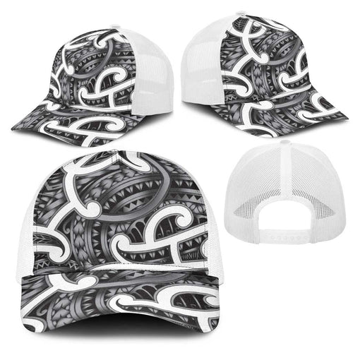 Aotearoa Maori Kowhaiwhai Mesh Trucker Cap Kiwikiwi Puhoro and Patiki