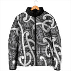 Aotearoa Maori Kowhaiwhai Padded Jacket Kiwikiwi Puhoro and Patiki