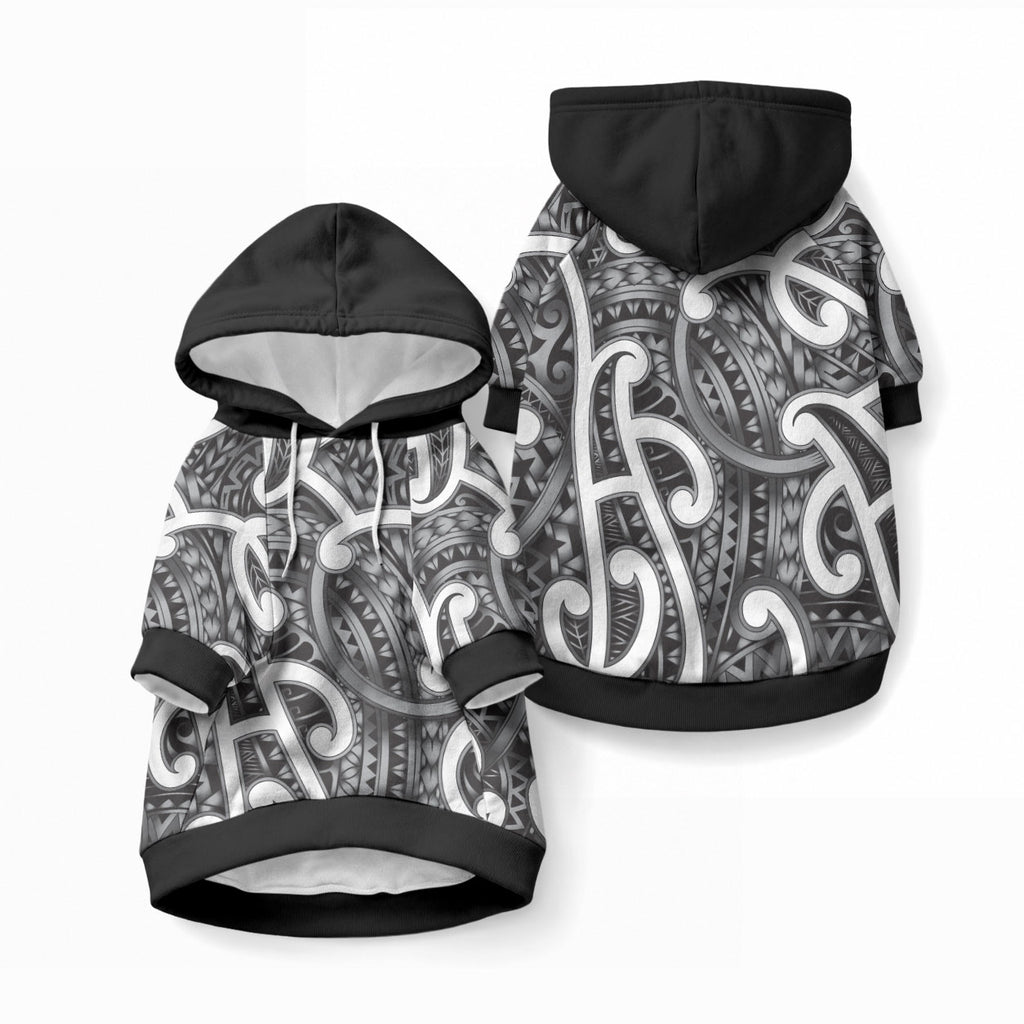 Aotearoa Maori Kowhaiwhai Pet Hoodie Kiwikiwi Puhoro and Patiki