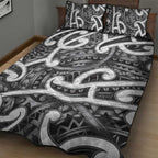 Aotearoa Maori Kowhaiwhai Quilt Bed Set Kiwikiwi Puhoro and Patiki