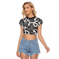 Aotearoa Maori Kowhaiwhai Raglan Cropped T Shirt Kiwikiwi Puhoro and Patiki