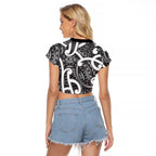 Aotearoa Maori Kowhaiwhai Raglan Cropped T Shirt Kiwikiwi Puhoro and Patiki