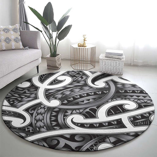 Aotearoa Maori Kowhaiwhai Round Carpet Kiwikiwi Puhoro and Patiki
