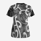 Aotearoa Maori Kowhaiwhai Scrub Top Kiwikiwi Puhoro and Patiki
