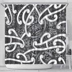 Aotearoa Maori Kowhaiwhai Shower Curtain Kiwikiwi Puhoro and Patiki