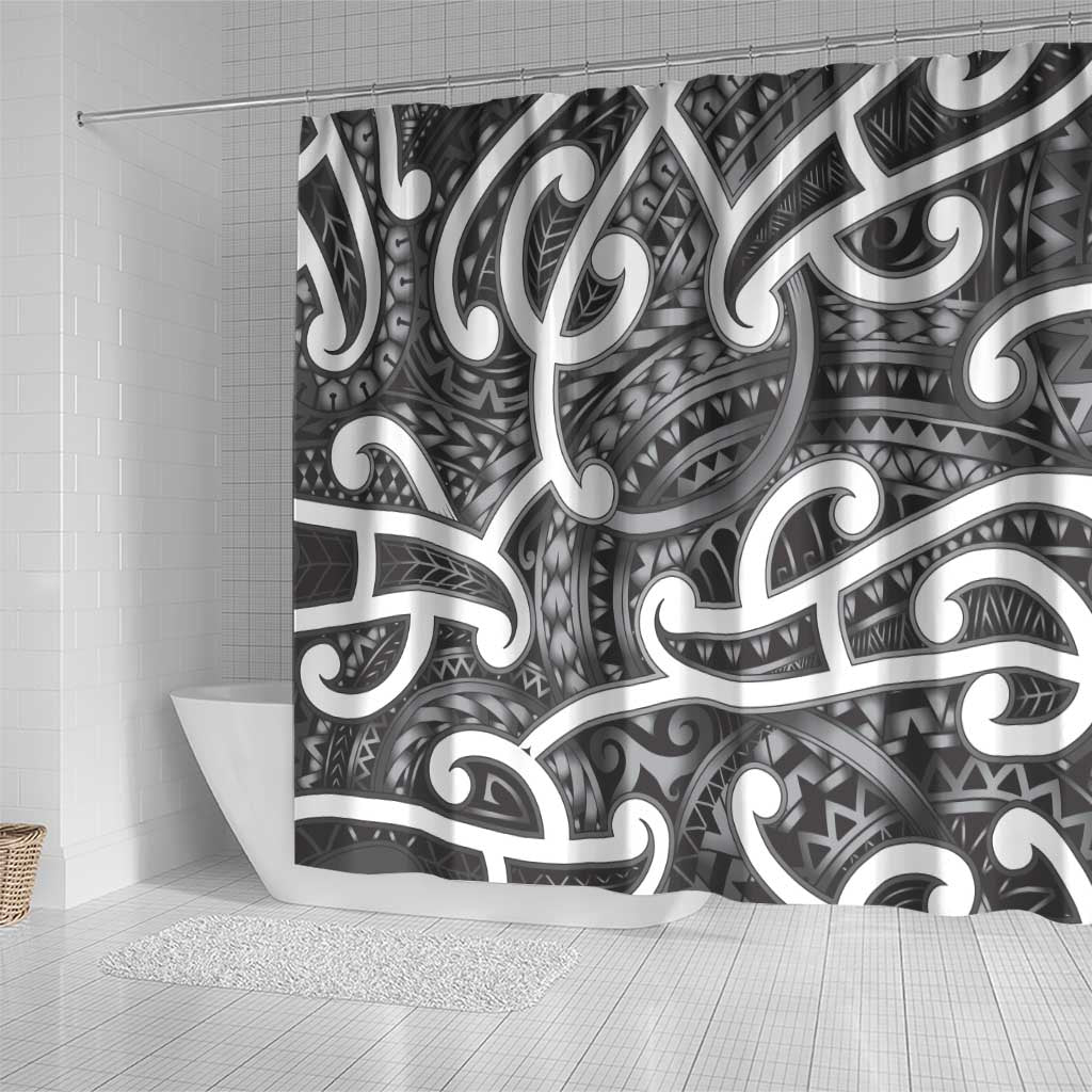 Aotearoa Maori Kowhaiwhai Shower Curtain Kiwikiwi Puhoro and Patiki